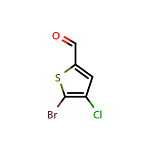 Chemical structure of 5-Bromo-4-chloro-2-thiophenecarboxaldehyde , CAS 1529744-21-5, AChemBlock AD293491