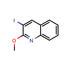 Chemical structure of 3-Iodo-2-methoxyquinoline , CAS 2538581-88-1, AChemBlock AD293497