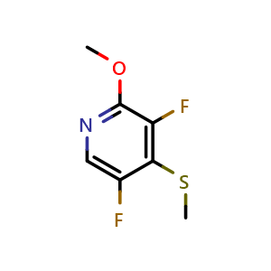 Chemical structure of 3,5-Difluoro-2-methoxy-4-(methylthio)pyridine , CAS 184484-15-9, AChemBlock AD293500