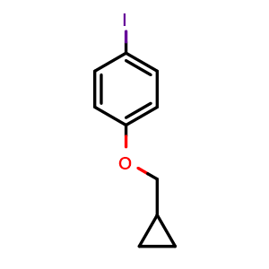 Chemical structure of 1-(Cyclopropylmethoxy)-4-iodobenzene , CAS 411229-57-7, AChemBlock AD293505