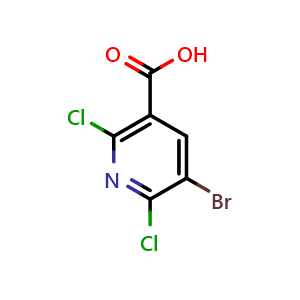 Chemical structure of 5-bromo-2,6-dichloronicotinic acid , CAS 2921742-42-7, AChemBlock AD293506