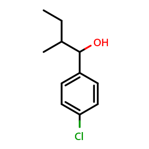 Chemical structure of 1-(4-chlorophenyl)-2-methylbutan-1-ol , CAS 14248-33-0, AChemBlock AD293519