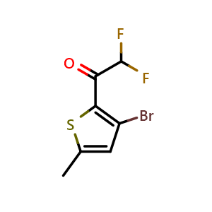Chemical structure of 1-(3-Bromo-5-methyl-2-thienyl)-2,2-difluoroethanone , CAS 1695658-31-1, AChemBlock AD293530
