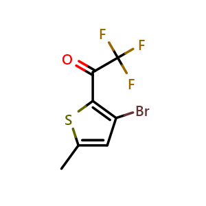 Chemical structure of 1-(3-Bromo-5-methyl-2-thienyl)-2,2,2-trifluoroethanone , CAS 1504916-37-3, AChemBlock AD293531