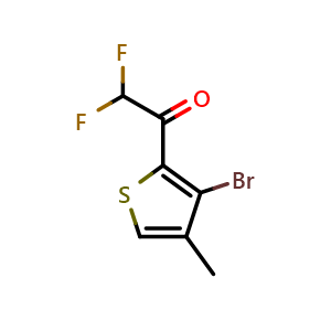 Chemical structure of 1-(3-Bromo-4-methyl-2-thienyl)-2,2-difluoroethanone , CAS 2229403-72-7, AChemBlock AD293539