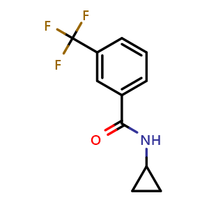 Chemical structure of N-Cyclopropyl-3-(trifluoromethyl)benzamide , CAS 16065-23-9, AChemBlock AD293545