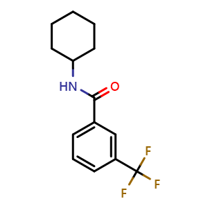 Chemical structure of N-Cyclohexyl-3-(trifluoromethyl)benzamide , CAS 418795-69-4, AChemBlock AD293548