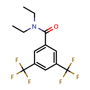 Chemical structure of N,N-Diethyl-3,5-bis(trifluoromethyl)benzamide , CAS 15952-66-6, AChemBlock AD293554