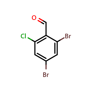 Chemical structure of 2,4-Dibromo-6-chlorobenzaldehyde , CAS 2385130-53-8, AChemBlock AD293555