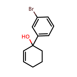 Chemical structure of 3'-bromo-1,2,3,4-tetrahydro-[1,1'-biphenyl]-1-ol , CAS 2005737-93-7, AChemBlock AD293561