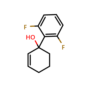 Chemical structure of 2',6'-difluoro-1,2,3,4-tetrahydro-[1,1'-biphenyl]-1-ol , CAS 1592467-93-0, AChemBlock AD293563