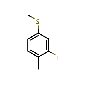 Chemical structure of (3-fluoro-4-methylphenyl)(methyl)sulfane , CAS 142994-08-9, AChemBlock AD293565