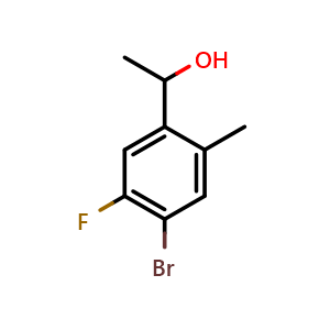 Chemical structure of 1-(4-bromo-5-fluoro-2-methylphenyl)ethanol , CAS 2921713-04-2, AChemBlock AD293569