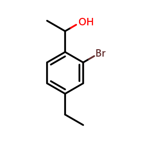 Chemical structure of 1-(2-bromo-4-ethylphenyl)ethanol , CAS 2969219-34-7, AChemBlock AD293576