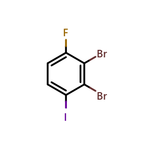 Chemical structure of 2,3-dibromo-1-fluoro-4-iodobenzene , CAS 1804933-64-9, AChemBlock AD293585