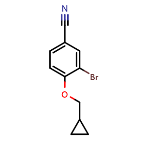 Chemical structure of 3-Bromo-4-(cyclopropylmethoxy)benzonitrile , CAS 1369899-03-5, AChemBlock AD293600