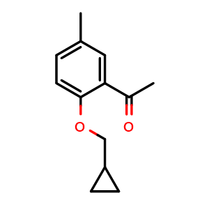 Chemical structure of 1-[2-(Cyclopropylmethoxy)-5-methylphenyl]ethanone , CAS 1154385-44-0, AChemBlock AD293604