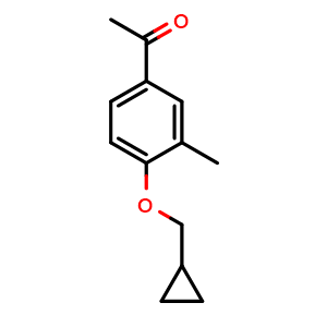 Chemical structure of 1-[4-(Cyclopropylmethoxy)-3-methylphenyl]ethanone , CAS 1565366-08-6, AChemBlock AD293606