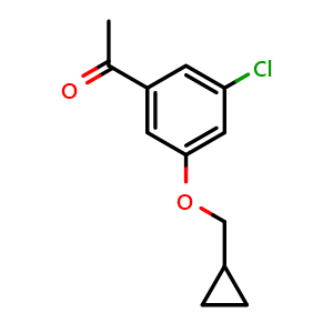 Chemical structure of 1-[3-Chloro-5-(cyclopropylmethoxy)phenyl]ethanone , CAS 1780552-22-8, AChemBlock AD293611