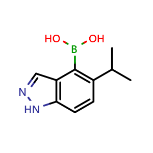 Chemical structure of [5-(1-methylethyl)-1H-indazol-4-yl] boronic acid , CAS 693285-67-5, AChemBlock AD293618