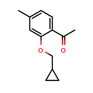 Chemical structure of 1-[2-(Cyclopropylmethoxy)-4-methylphenyl]ethanone , CAS 1343273-90-4, AChemBlock AD293619