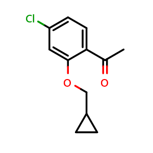 Chemical structure of 1-[4-Chloro-2-(cyclopropylmethoxy)phenyl]ethanone , CAS 2303028-28-4, AChemBlock AD293620
