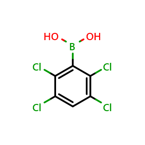 Chemical structure of B-(2,3,5,6-Tetrachlorophenyl)boronic acid , CAS 1310930-82-5, AChemBlock AD293628