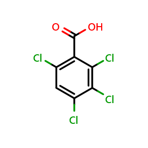 Chemical structure of 2,3,4,6-Tetrachlorobenzoic acid , CAS 50-40-8, AChemBlock AD293630