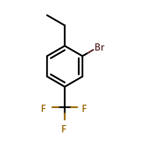 Chemical structure of 2-Bromo-1-ethyl-4-(trifluoromethyl)benzene , CAS 1162257-07-9, AChemBlock AD293644