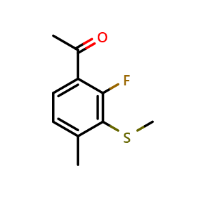 Chemical structure of 1-[2-Fluoro-4-methyl-3-(methylthio)phenyl]ethanone , CAS 2091022-42-1, AChemBlock AD293647