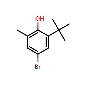 Chemical structure of 4-Bromo-2-(1,1-dimethylethyl)-6-methylphenol , CAS 25476-59-9, AChemBlock AD293651
