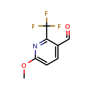 Chemical structure of 6-Methoxy-2-(trifluoromethyl)-3-pyridinecarboxaldehyde , CAS 1211588-51-0, AChemBlock AD293663