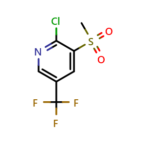 Chemical structure of 2-Chloro-3-(methylsulfonyl)-5-(trifluoromethyl)pyridine , CAS 2091324-12-6, AChemBlock AD293665