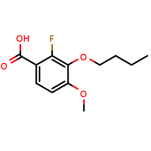 Chemical structure of 3-butoxy-2-fluoro-4-methoxybenzoic acid , CAS 2969418-64-0, AChemBlock AD293670