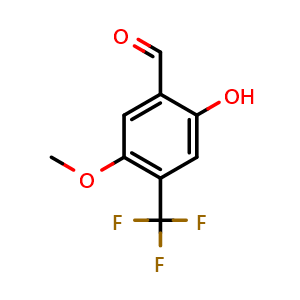 Chemical structure of 2-hydroxy-5-methoxy-4-(trifluoromethyl)benzaldehyde , CAS 2445329-23-5, AChemBlock AD293673