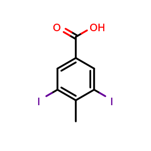 Chemical structure of 3,5-diiodo-4-methylbenzoic acid , CAS 10388-23-5, AChemBlock AD293674