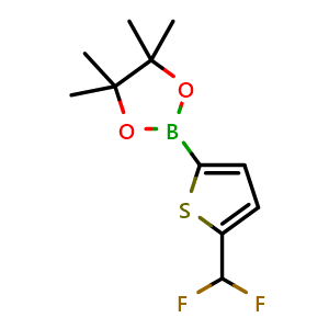 Chemical structure of 2-[5-(Difluoromethyl)-2-thienyl]-4,4,5,5-tetramethyl-1,3,2-dioxaborolane , CAS 2568559-54-4, AChemBlock AD293701