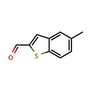 Chemical structure of 5-Methylbenzo[b]thiophene-2-carboxaldehyde , CAS 27035-41-2, AChemBlock AD293705