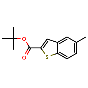 Chemical structure of 1,1-Dimethylethyl 5-methylbenzo[b]thiophene-2-carboxylate , CAS 1427753-41-0, AChemBlock AD293709
