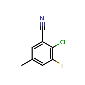 Chemical structure of 2-Chloro-3-fluoro-5-methylbenzonitrile , CAS 1805525-33-0, AChemBlock AD293719