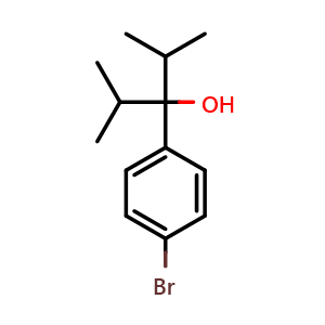 Chemical structure of 3-(4-bromophenyl)-2,4-dimethylpentan-3-ol , CAS 104417-68-7, AChemBlock AD293731