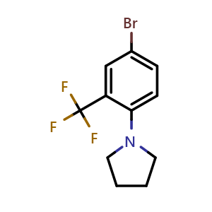 Chemical structure of 1-(4-Bromo-2-trifluoromethylphenyl)pyrrolidine , CAS 895543-03-0, AChemBlock AD293736