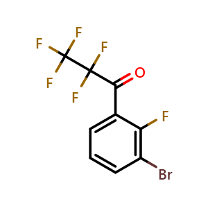 Chemical structure of 1-(3-bromo-2-fluorophenyl)-2,2,3,3,3-pentafluoropropan-1-one , CAS 1930977-81-3, AChemBlock AD293739