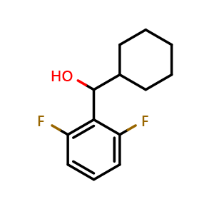 Chemical structure of cyclohexyl(2,6-difluorophenyl)methanol , CAS 1340382-09-3, AChemBlock AD293743