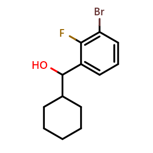 Chemical structure of (3-bromo-2-fluorophenyl)(cyclohexyl)methanol , CAS 1698633-34-9, AChemBlock AD293745
