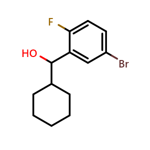 Chemical structure of (5-bromo-2-fluorophenyl)(cyclohexyl)methanol , CAS 1318910-35-8, AChemBlock AD293747