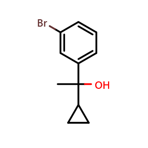Chemical structure of 1-(3-bromophenyl)-1-cyclopropylethanol , CAS 1487388-40-8, AChemBlock AD293748