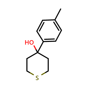 Chemical structure of Tetrahydro-4-(4-methylphenyl)-2H-thiopyran-4-ol , CAS 853887-01-1, AChemBlock AD293754