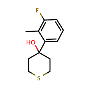 Chemical structure of 4-(3-Fluoro-2-methylphenyl)tetrahydro-2H-thiopyran-4-ol , CAS 2254571-30-5, AChemBlock AD293759