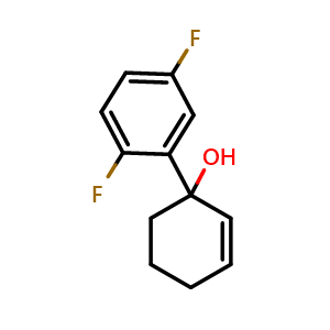 Chemical structure of 1-(2,5-Difluorophenyl)-2-cyclohexen-1-ol , CAS 1594998-42-1, AChemBlock AD293763